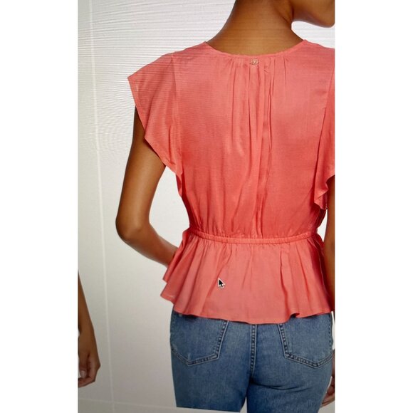 Sam Edelman Women's Sun Baked Binx Top Size M Viscose & Nylon Orange - Picture 3 of 16